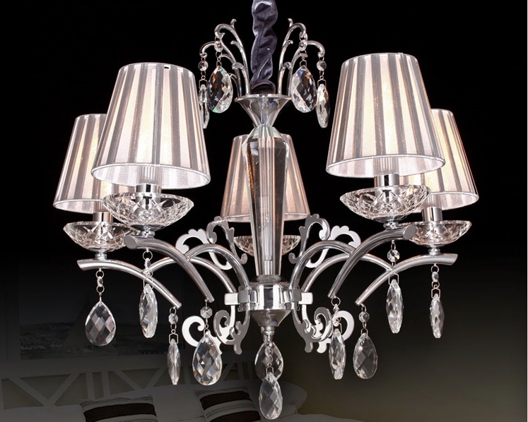 newly indoor chandelier with crystal pendants home ceiling 5l d640mm h530mm ivory shades iron chandelier