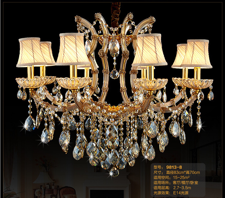 newly large gold color crystal chandelier light fixture, coffee chrystal lamp for el, restaurant, lobby, foyer