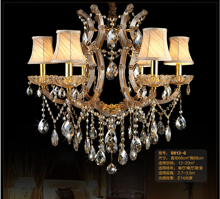 newly large gold color crystal chandelier light fixture, coffee chrystal lamp for el, restaurant, lobby, foyer