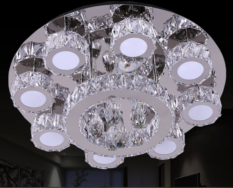 newly led modern round design crystal ceiling light fitting crystal lamp d600mm guarantee fast