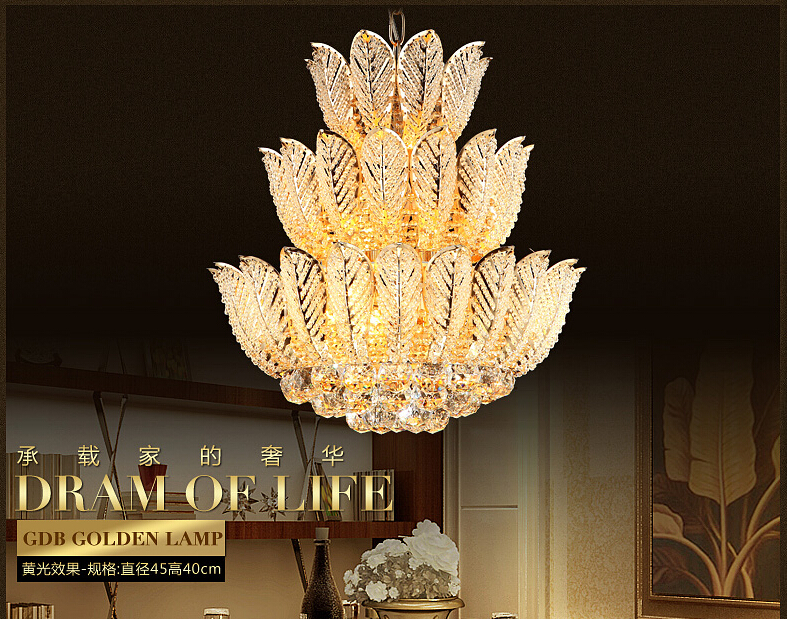 newly lotus flower gold crystal pendant chandelier for dining room bedroom el shop ;crystal modern chandelier