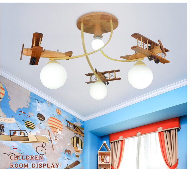 newly modern airplane led ceiling light children bedroom ceiling lamp eye protective light fixtures wooden design remote control