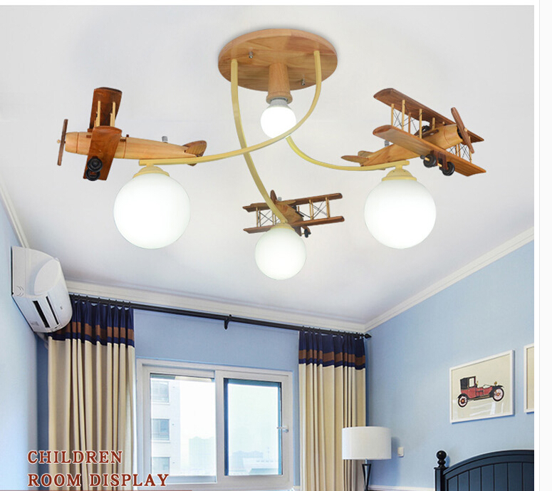 newly modern airplane led ceiling light children bedroom ceiling lamp eye protective light fixtures wooden design remote control