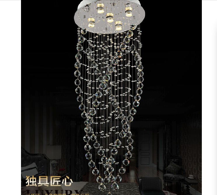 newly modern crystal ceiling lamp crystal lustres de sala light fixture long ceiling lighting with 7 gu10 bulbs d500mm h1500mm