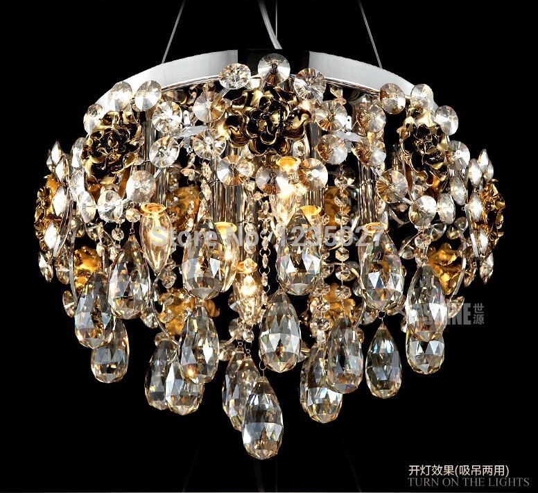 newly modern k9 crystal pendant light lamp lighting for home living room ac 220v d450mm h350mm