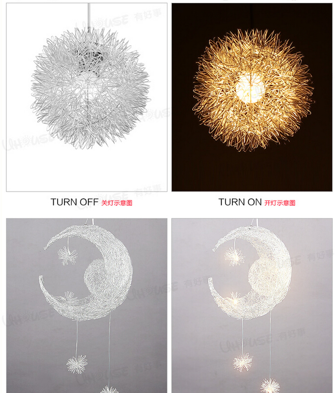 newly modern moon star led pendant lamp for children bedroom kids ceiling luminaire light fixture