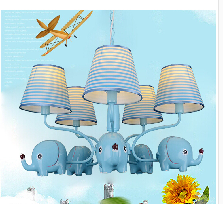 newly pink and blue elephant cute children's bedroom led chandelier kids room decorative ceiling lamp fixture ac