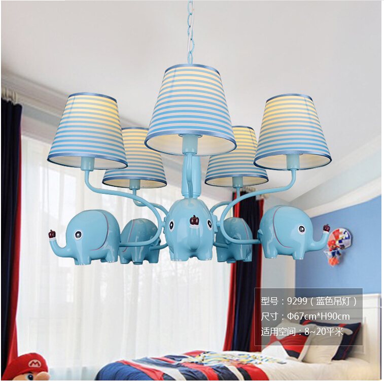 newly pink and blue elephant cute children's bedroom led chandelier kids room decorative ceiling lamp fixture ac