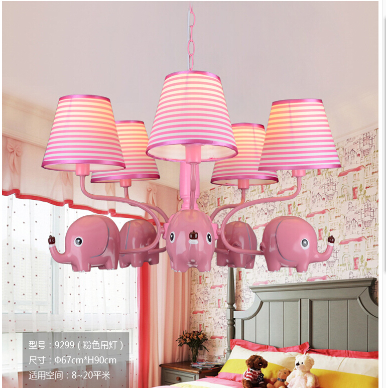 newly pink and blue elephant cute children's bedroom led chandelier kids room decorative ceiling lamp fixture ac