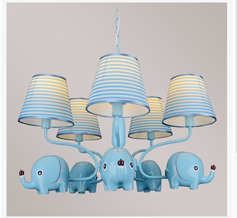 newly pink and blue elephant cute children's bedroom led chandelier kids room decorative ceiling lamp fixture ac