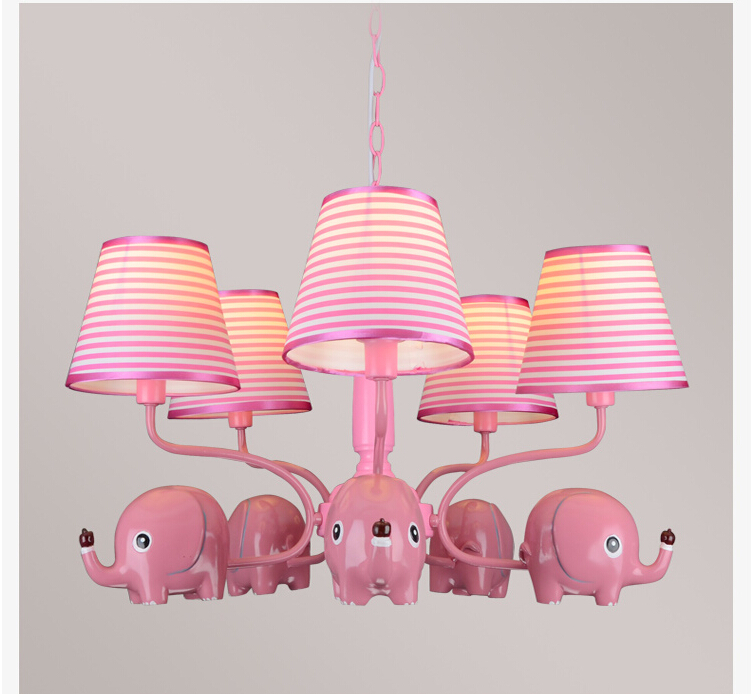 newly pink and blue elephant cute children's bedroom led chandelier kids room decorative ceiling lamp fixture ac