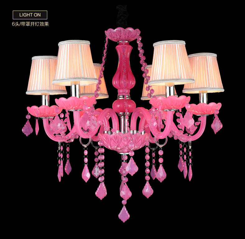 newly pink crystal chandelier lustre crystal chandelier 6l/8l/18l arms optional lustres de cristal chandelier with lampshade