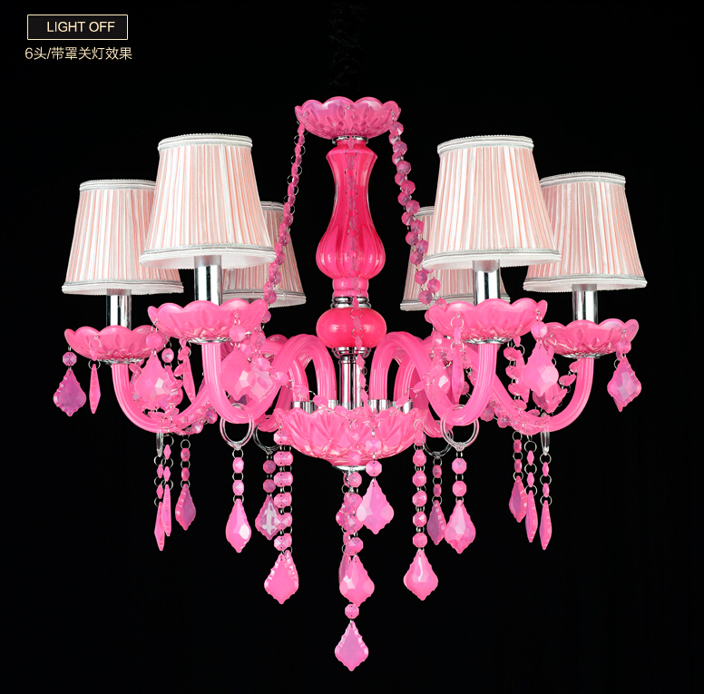 newly pink crystal chandelier lustre crystal chandelier 6l/8l/18l arms optional lustres de cristal chandelier with lampshade