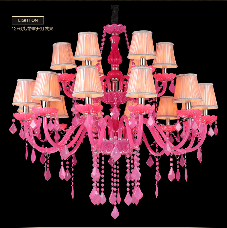 newly pink crystal chandelier lustre crystal chandelier 6l/8l/18l arms optional lustres de cristal chandelier with lampshade