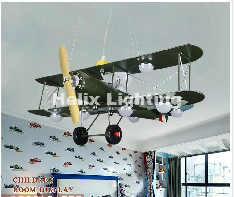 newly plane pendant light bedroom cartoon led pendant lights led plane lights glass steel shade iron e27 ac remote controller