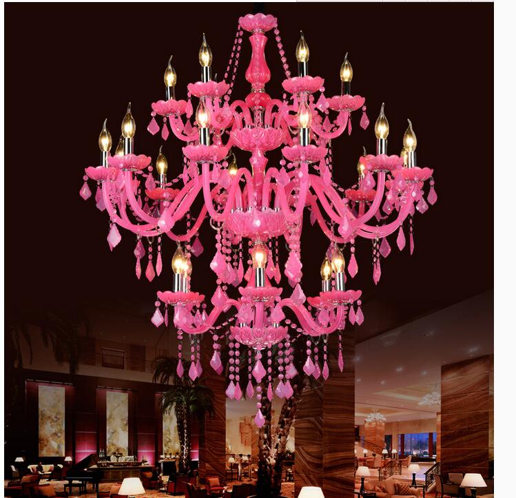 pink crystal chandelier lustre crystal chandelier d950mm 6+12+6 arms led optional lustres de cristal chandelier