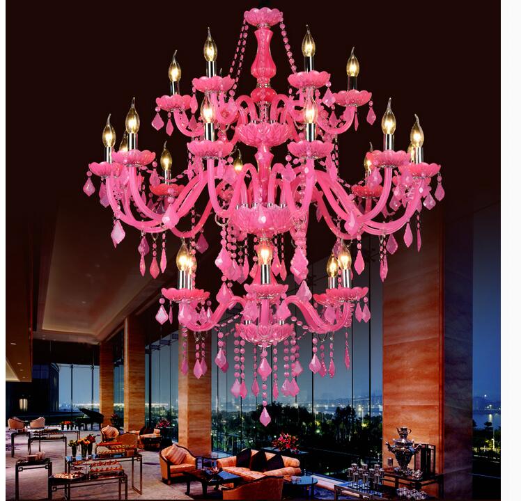 pink crystal chandelier lustre crystal chandelier d950mm 6+12+6 arms led optional lustres de cristal chandelier