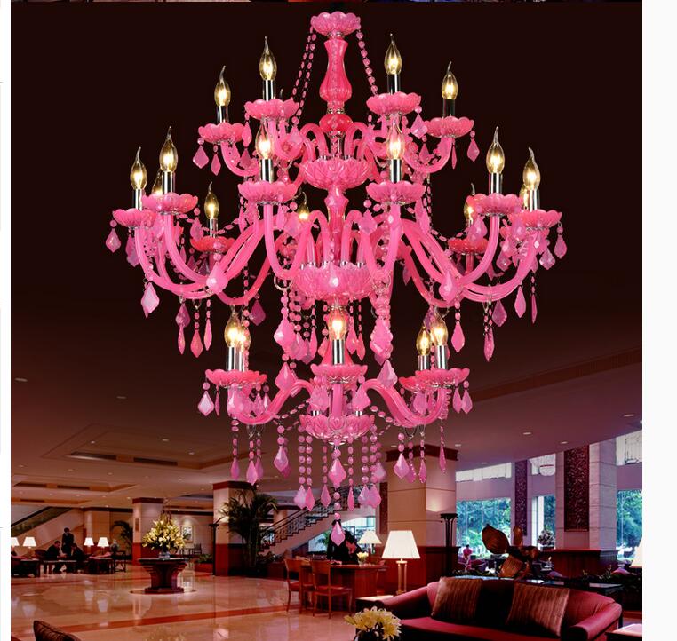 pink crystal chandelier lustre crystal chandelier d950mm 6+12+6 arms led optional lustres de cristal chandelier