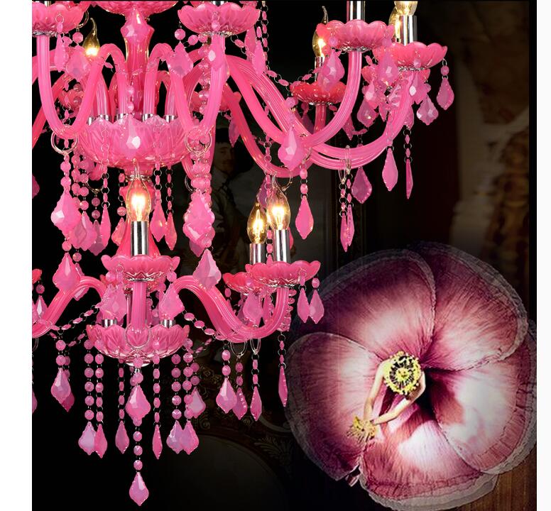 pink crystal chandelier lustre crystal chandelier d950mm 6+12+6 arms led optional lustres de cristal chandelier