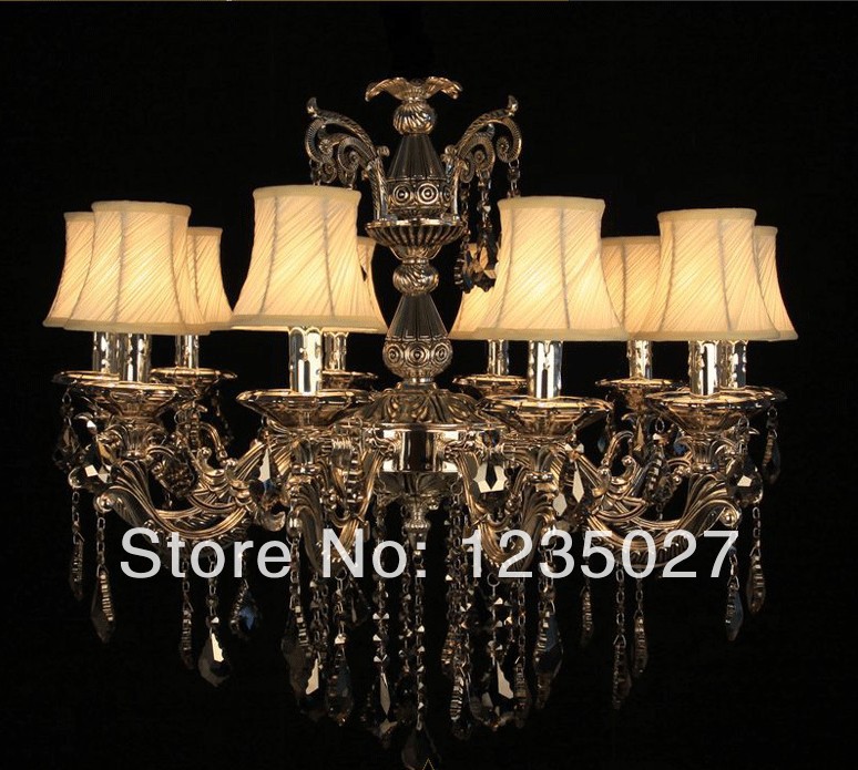 prompt classic metal crystal chandelier golden color silver crystal chandelier pendant lamp sy4008/10l d800mm h650mm