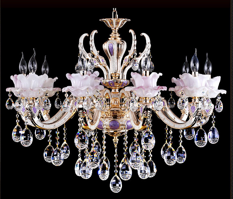 purple crystal lights crystal chandeliers pendant lamp dining room living lobby lamp lighting e14 led candle bulb