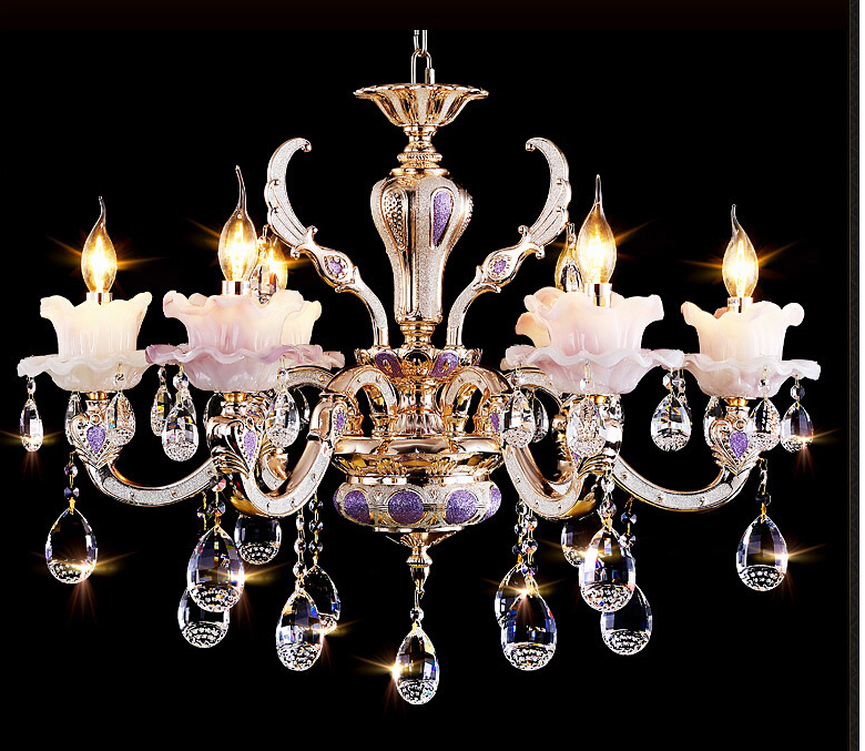 purple crystal lights crystal chandeliers pendant lamp dining room living lobby lamp lighting e14 led candle bulb