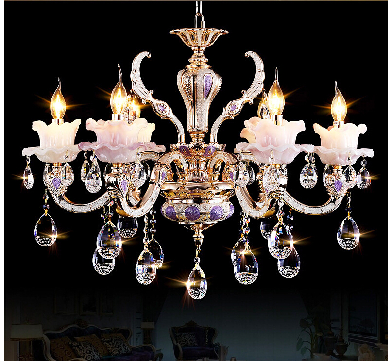 purple crystal lights crystal chandeliers pendant lamp dining room living lobby lamp lighting e14 led candle bulb