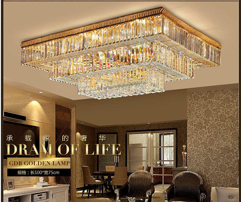 rectangular crystal ceiling lamp restaurant lights modern crystal lamp luxury crystal ceiling lamp e14 ac guaranteed