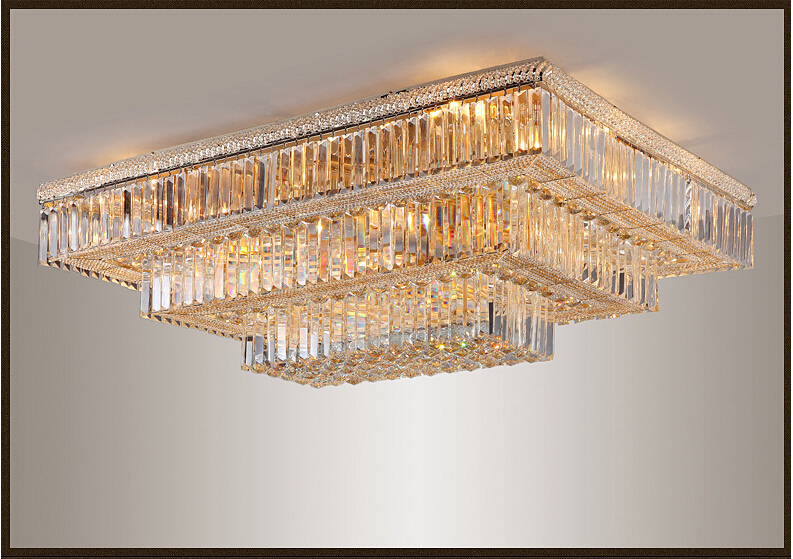 rectangular crystal ceiling lamp restaurant lights modern crystal lamp luxury crystal ceiling lamp e14 ac guaranteed