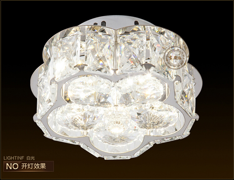 round d180mm modern led ceiling lamp flush mount crystal ceiling lights 90-265v 9w hallway bed room foyer light