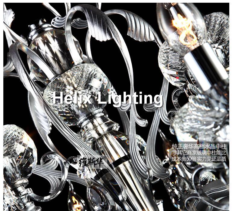 silver finished modern crystal chandelier lingting luxurious k9 crystal lamp lustre suspension light ac 15l d92cm