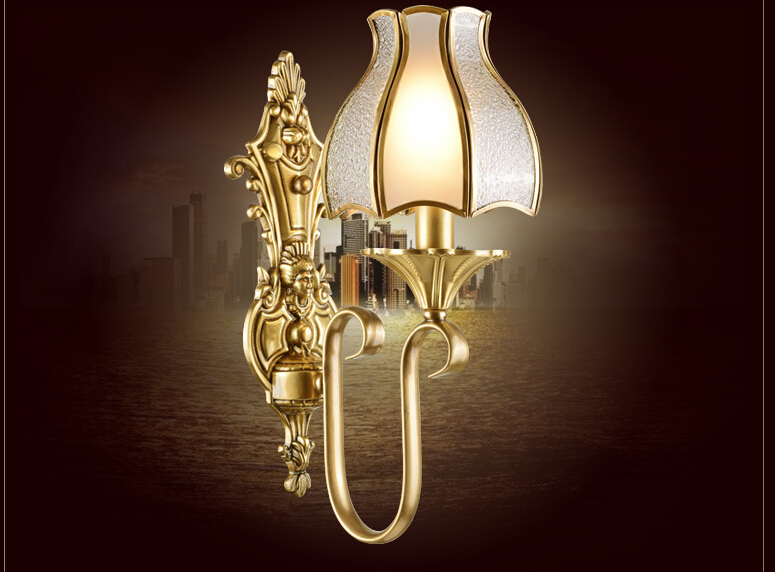 single and double heads american classical copper art bronze wall lampbrass glass wall sconce ac guaranteed