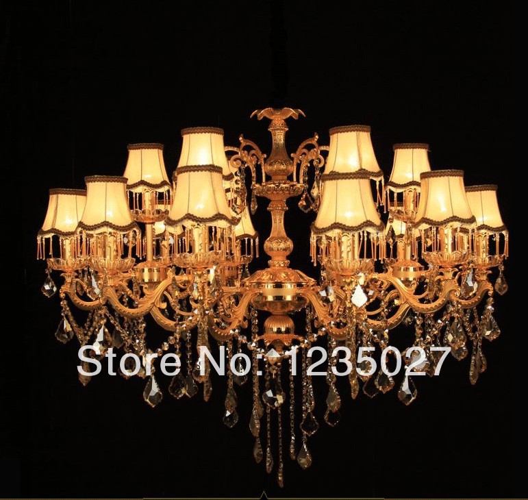 special discount selling gold chandelier with lampshade sy4005/12+6l d1000mm h900mm