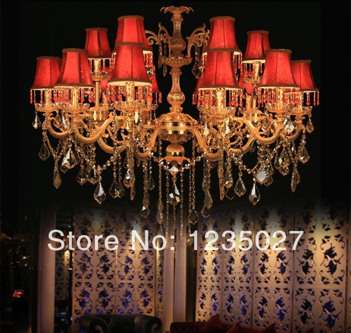 special discount selling gold chandelier with lampshade sy4005/12+6l d1000mm h900mm