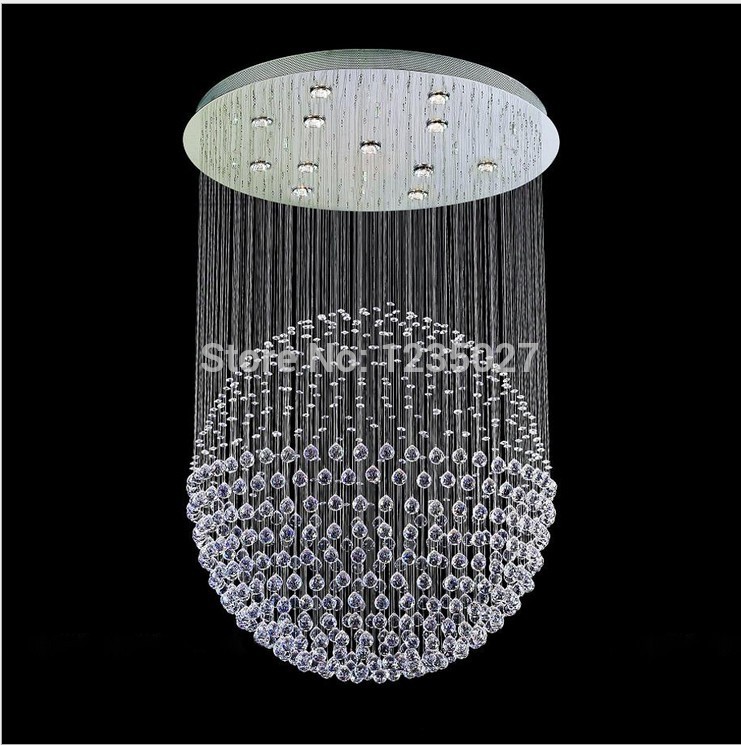 sy4067/12l d800mm h1200mm modern k9 crystal flush mount with in round ball design, crystal ceiling lighting