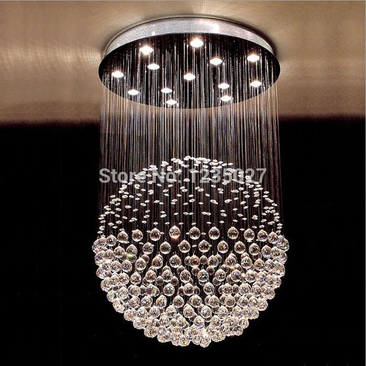 sy4067/12l d800mm h1200mm modern k9 crystal flush mount with in round ball design, crystal ceiling lighting