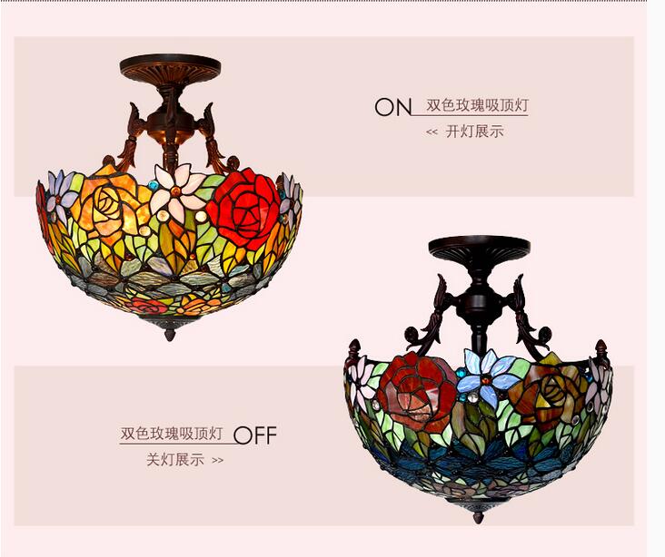 tiffany novelty rose pendant child bedroom pendant lamps for balcony home decoration ac e27 guaranteed d40cm