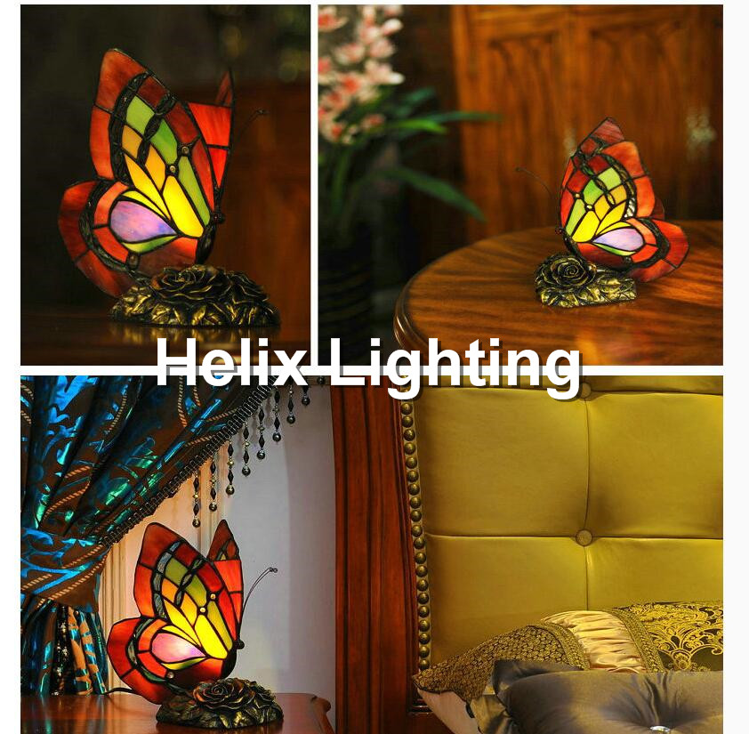 tiffany table lamp vintage butterfly shape bedside table lamp stained glass lamp living room el light fixture