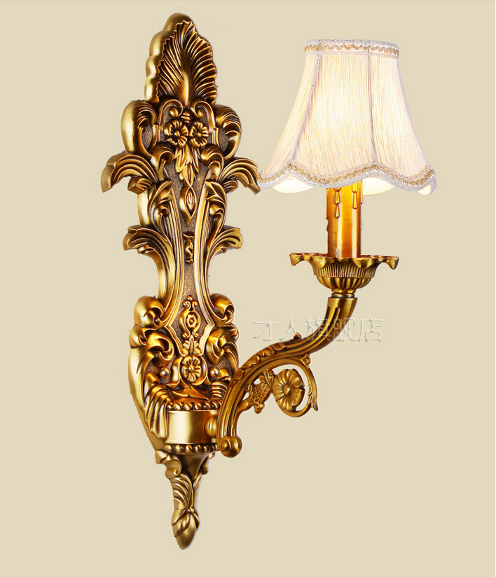 w410mm h440mm 2l classical golden brass wall lamp brass wall sconce for el with fabric shade modern brass wall lamp lustre