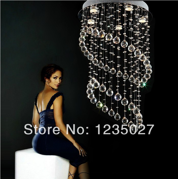 whole / retail long spiral crystal ceiling light / lamp / lighting fixture for stair / foyer/ hallway ready stock