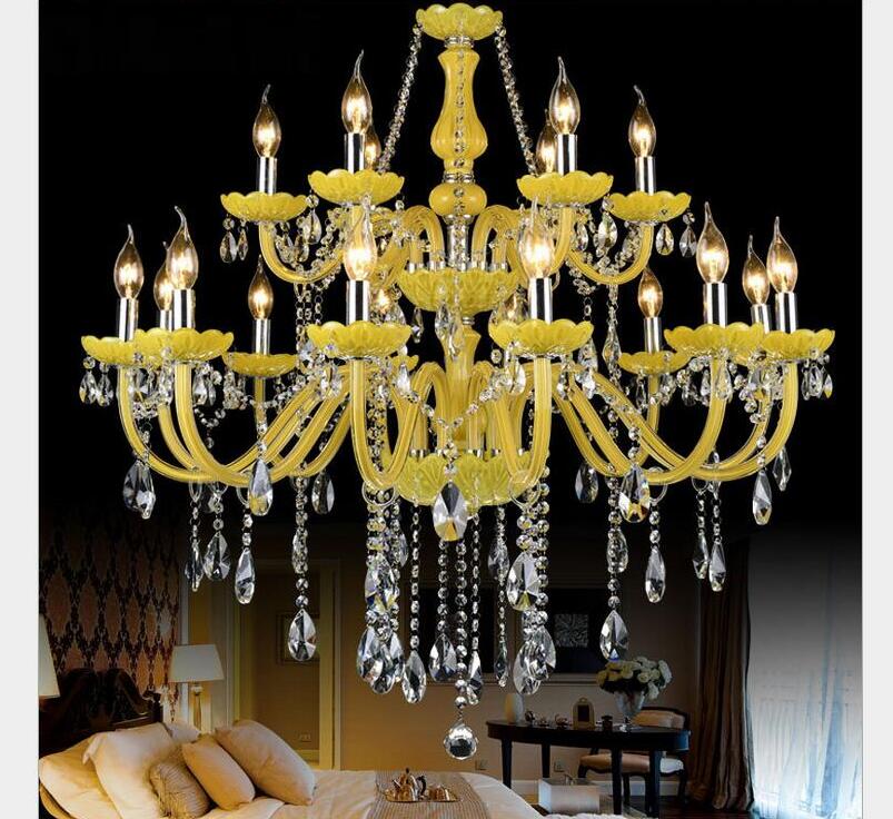 yellow crystal chandelier lustre crystal chandelier 18arms d950mm e14 ac optional lustres de cristal chandelier