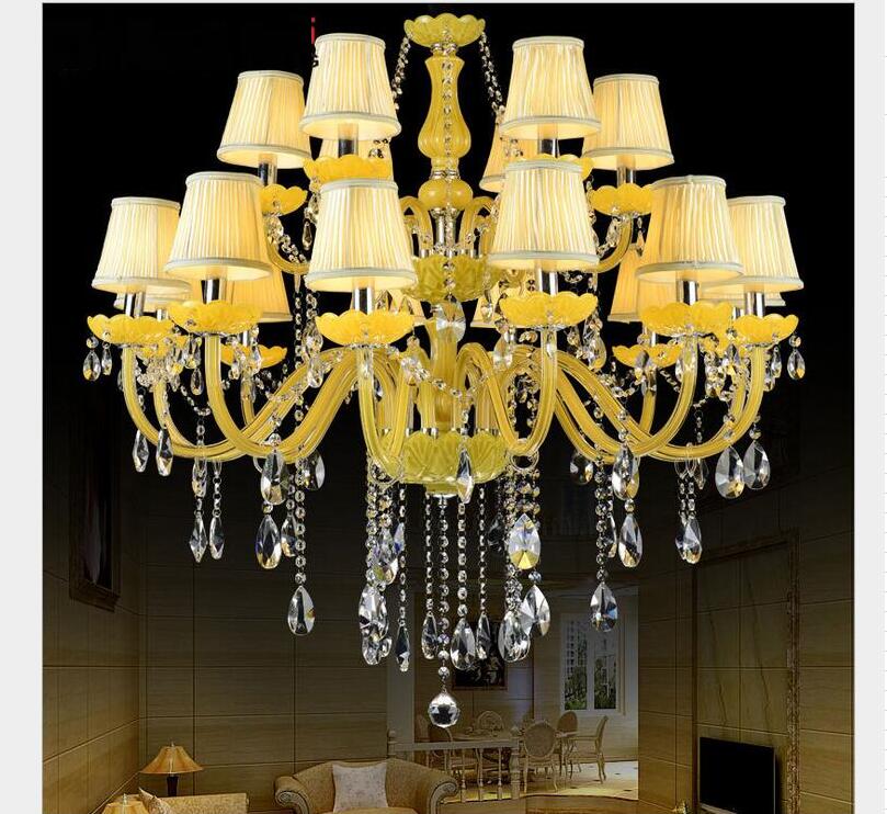 yellow crystal chandelier lustre crystal chandelier 18arms d950mm e14 ac optional lustres de cristal chandelier