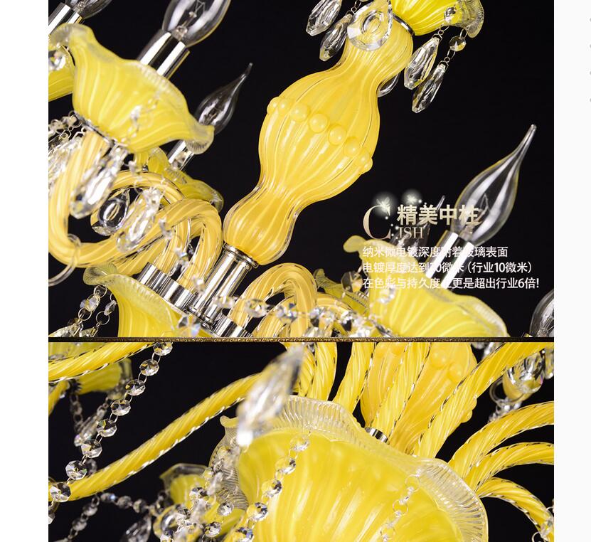 yellow crystal chandelier lustre crystal chandelier d950mm 12+6arms e14 led optional lustres de cristal chandelier